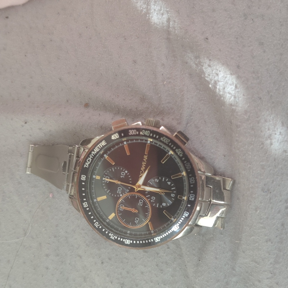 Rockawear Black and Silver Watch with Tachometer